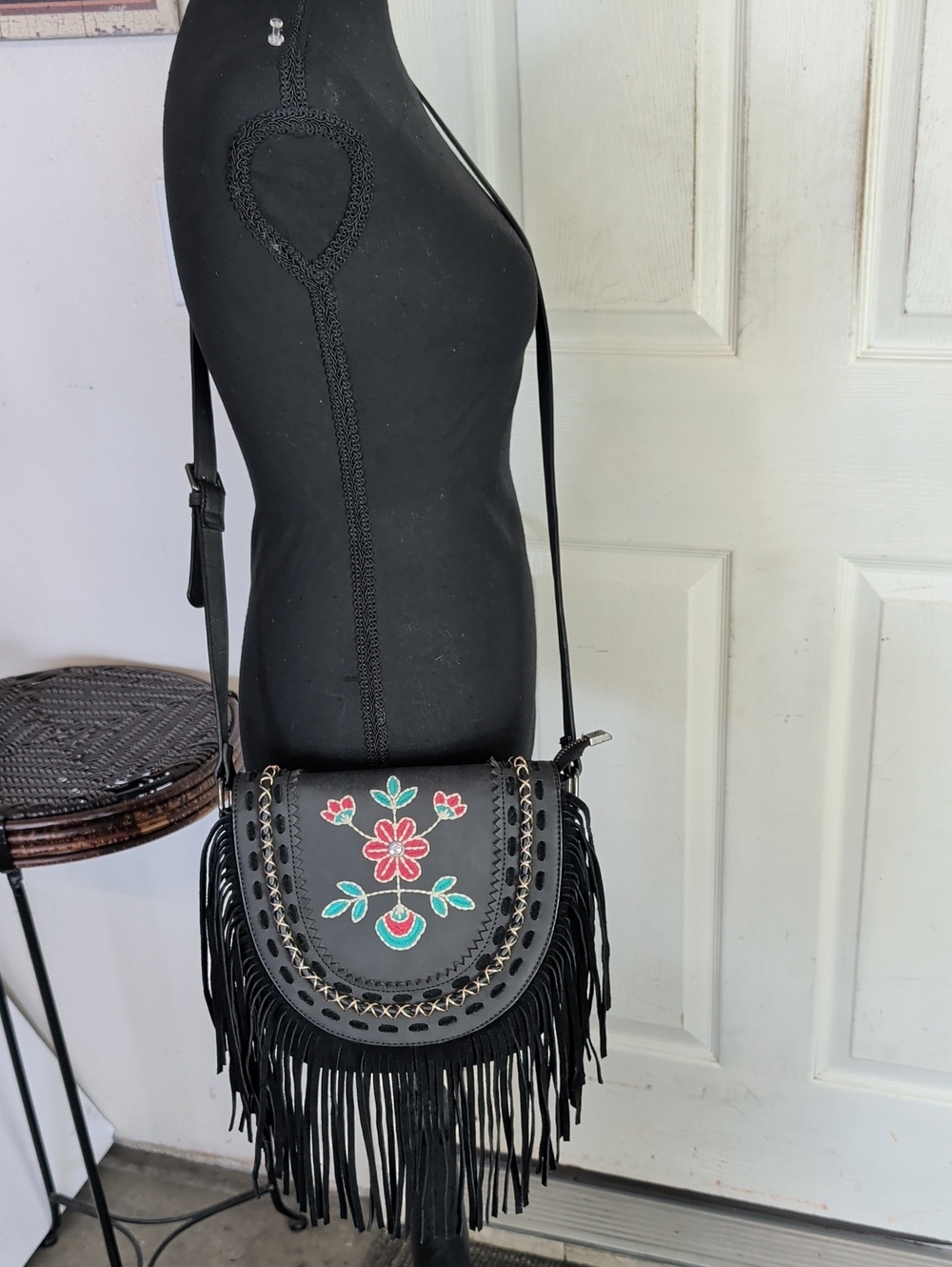 Wrangler Crossbody Floral Fringed Bag